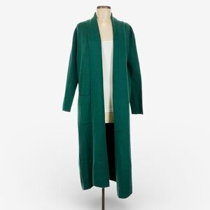 NEW Max Sport Emerald Green Long Double Knit Collar Cardigan Pocket Sweater
